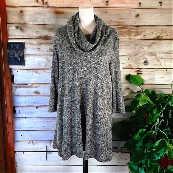 New York & Company Women's Gray Cowl Neck Sweater Mini Dress Size Medium - Picture 1 of 10